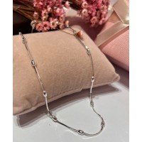 Gargantilha 50cmt Esferas retang8ular Prata 925